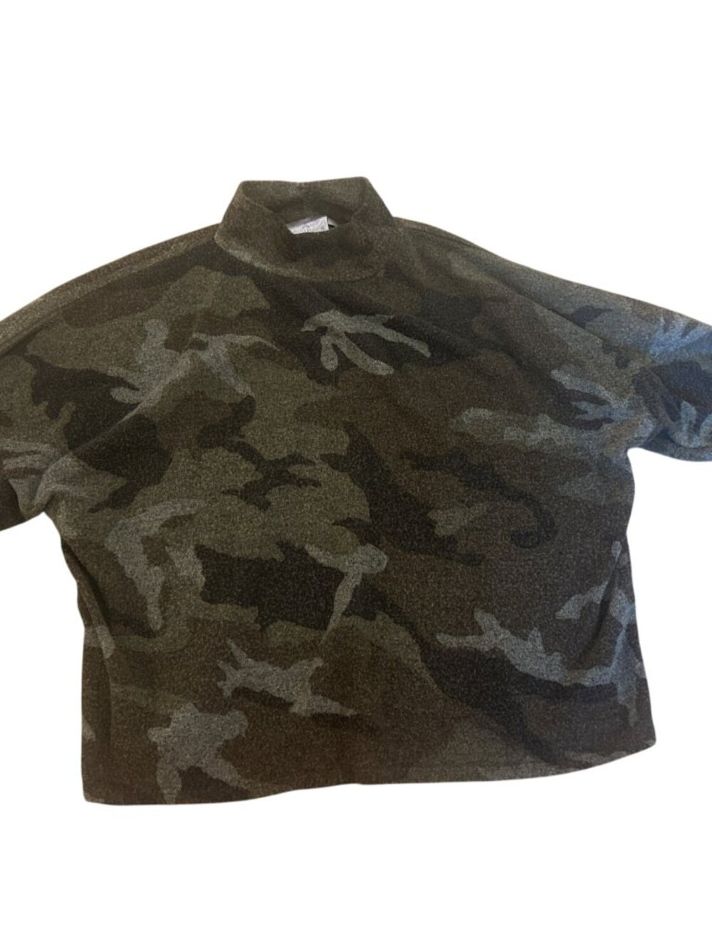 Dantelle Top Sweater L Camouflage Patterned Mock Neck Long Sleeve Camo Cozy